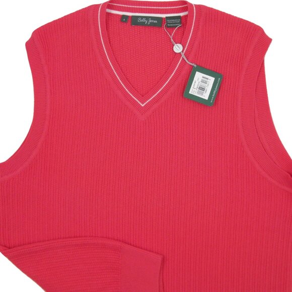New $179 Bobby Jones Collection Vest!Pinkish RedV Neck100% Pima Cotton